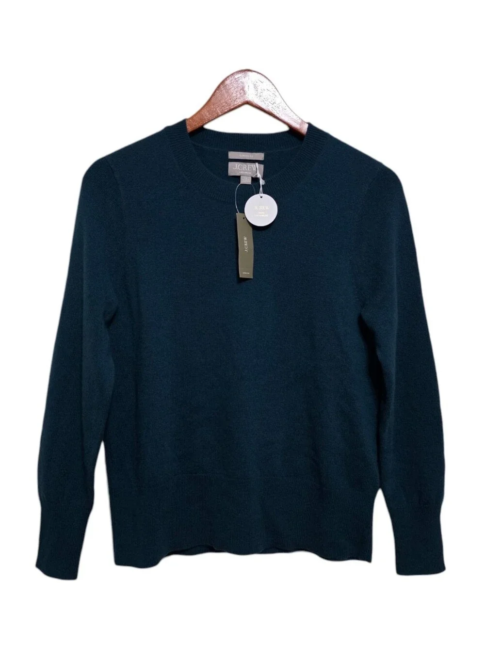 J. Crew Cashmere Classic Fit Crewneck Sweater in Dark Forest Size XS NWT